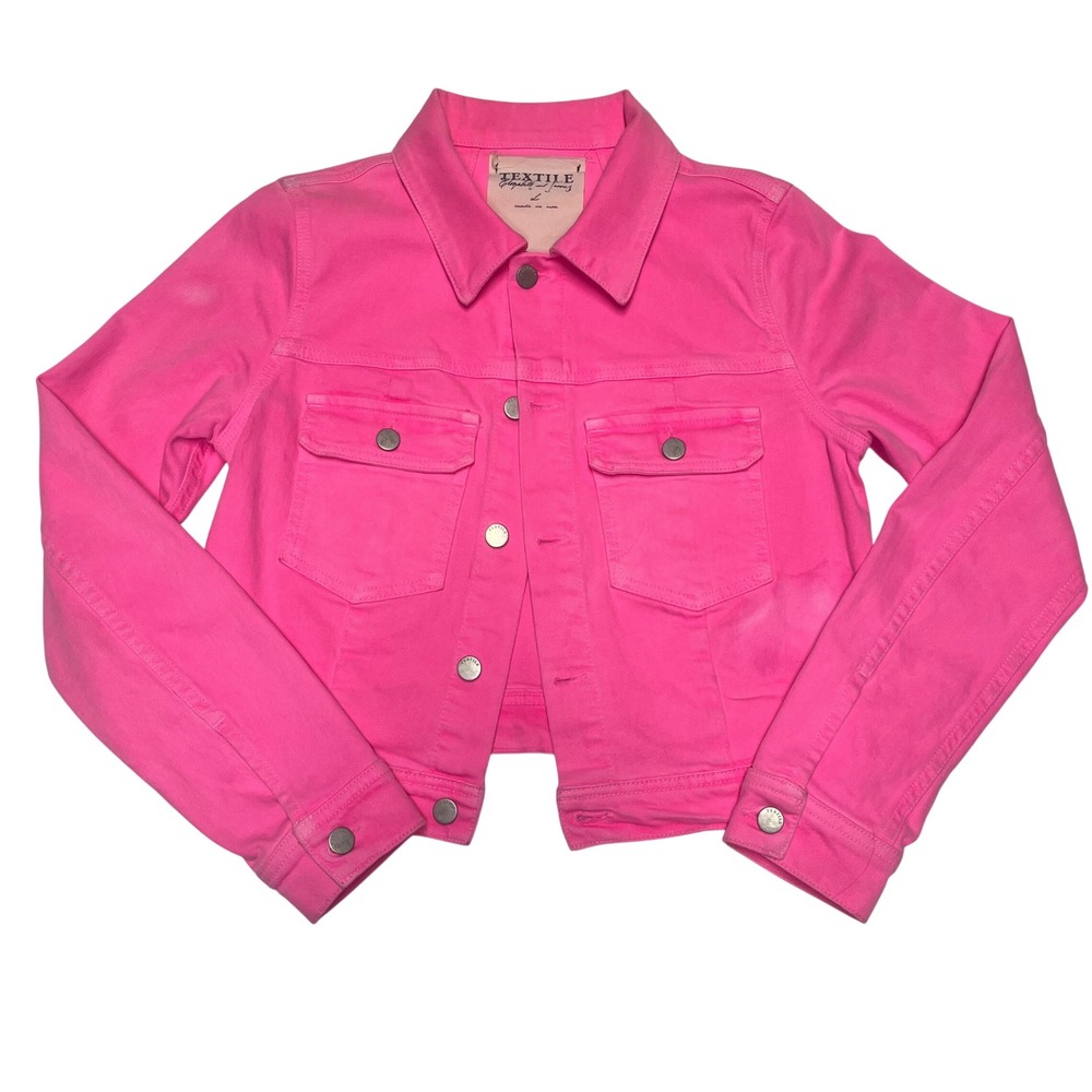 Textile Elizabeth and James Sid Neon Pink Denim Jacket Large